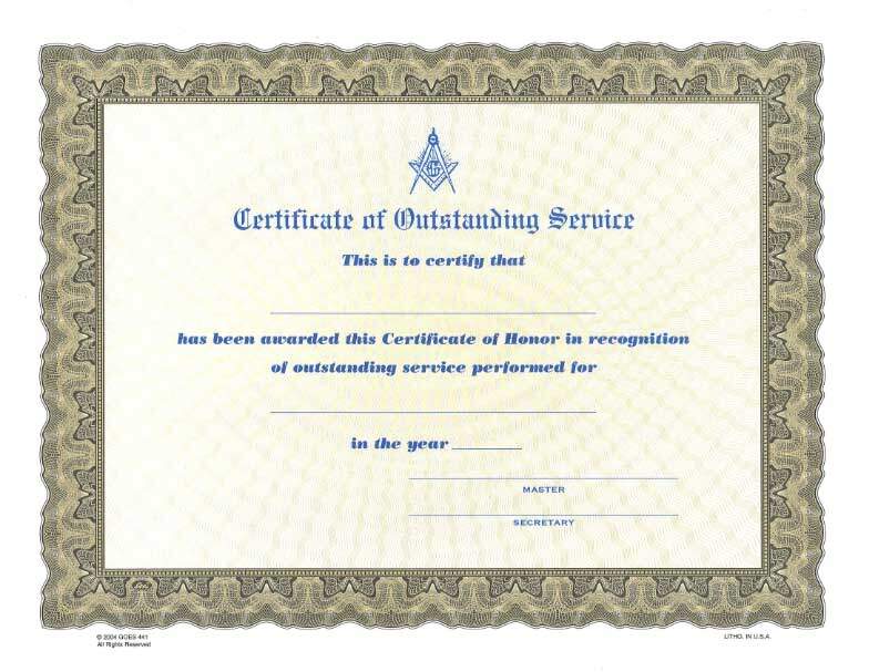 Cert of Outstanding Service image 0