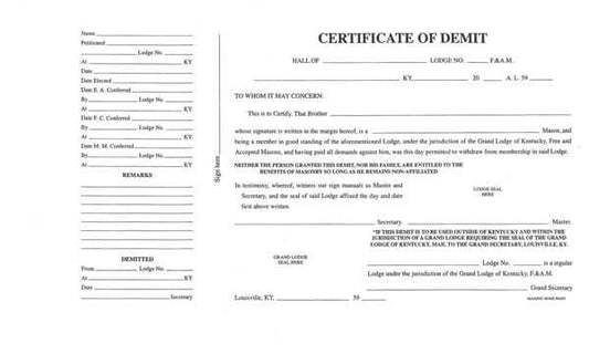 Certificate of Demit image 0